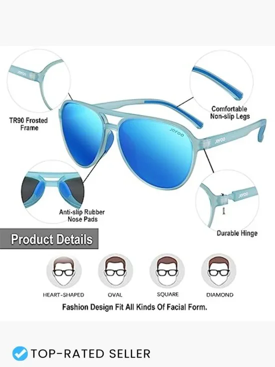 Retro Aviator Sunglasses Polarized UV400 Protection Trendy Sports Outdoor - Picture 5 of 7